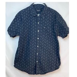 Brixton Men's XL Black Geo Print Short Sleeve Summer Preppy Shirt